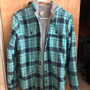 L.L.Bean women’s fleece lined flannel hoodie